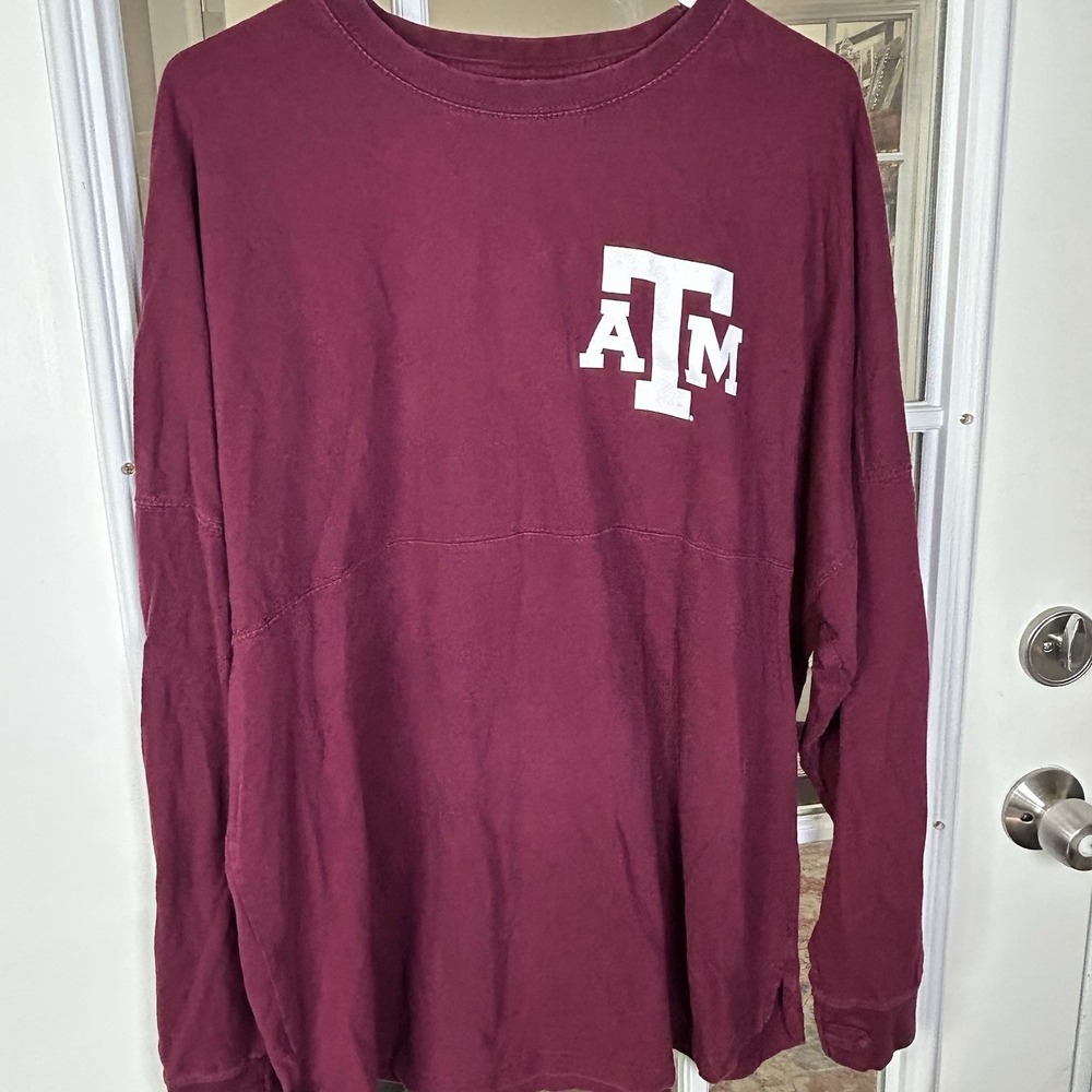 Texas A&M Spirt Jersey Aggies Long‎ Sleeve Maroon 100% Cotton Size Large - Picture 7 of 11